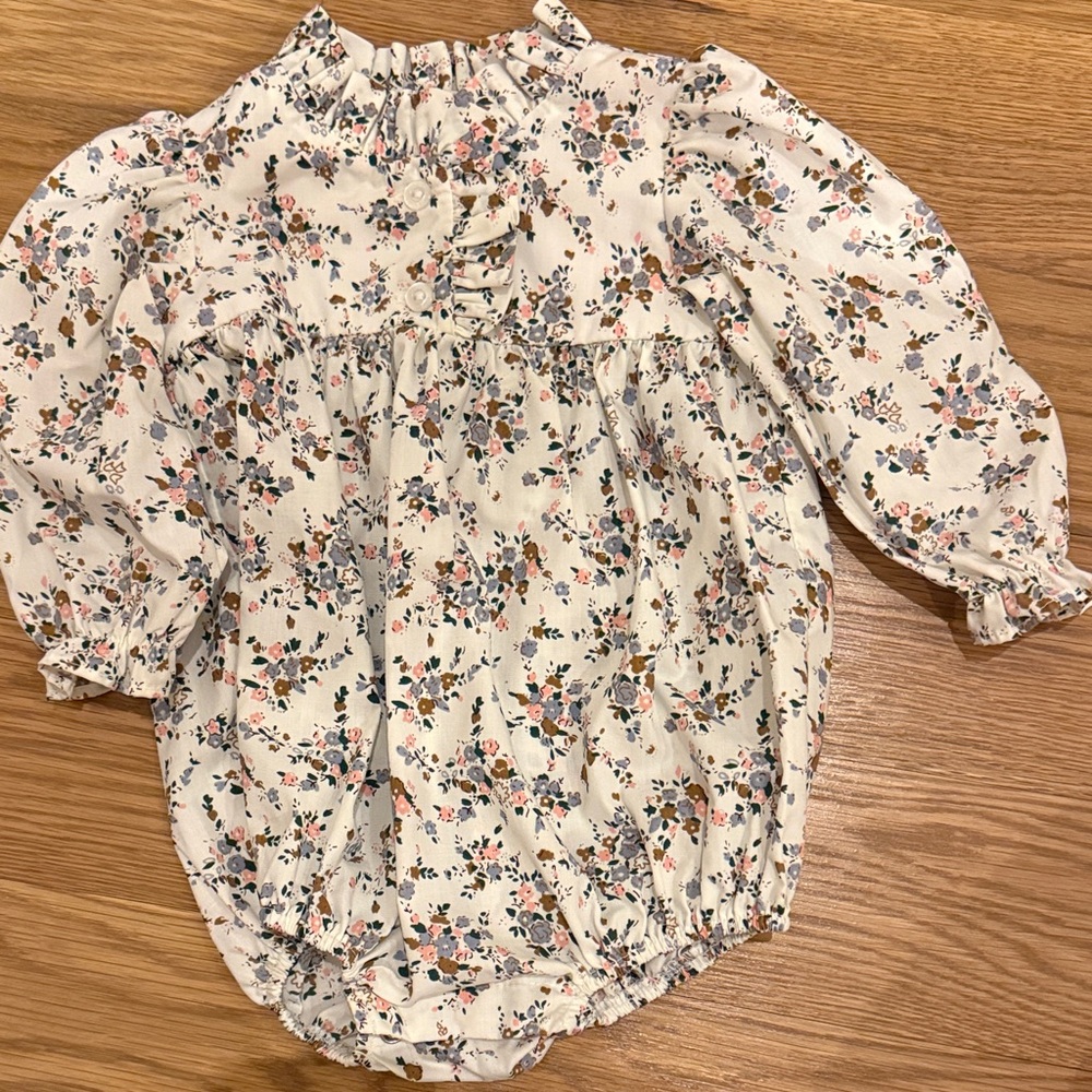 Little English Floral One Piece - Cream and Pink